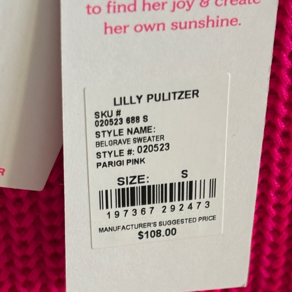 NWT Lilly Pulitzer Belgrave Parigi Pink Sweater - Picture 13 of 15